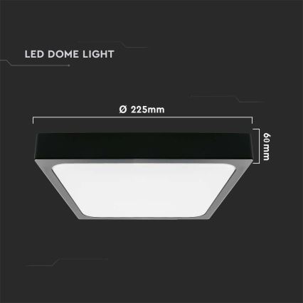 LED Vannas istabas griestu lampa ar sensoru LED/18W/230V 4000K IP44 22,5x22,5 cm melna