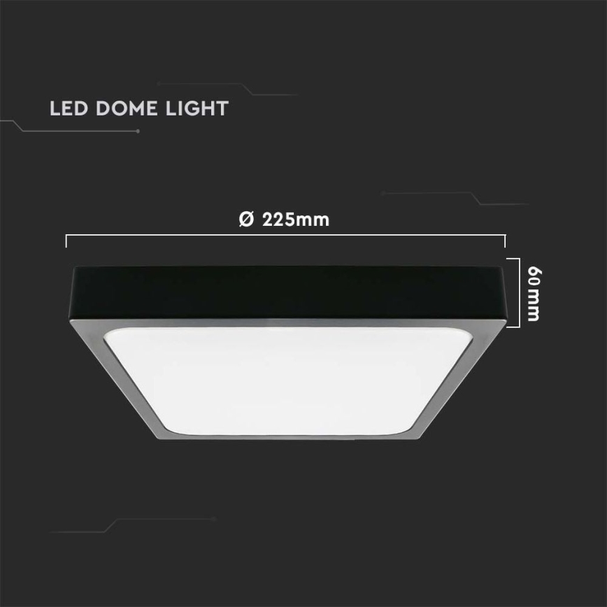 LED Vannas istabas griestu lampa ar sensoru LED/18W/230V 4000K IP44 22,5x22,5 cm melna