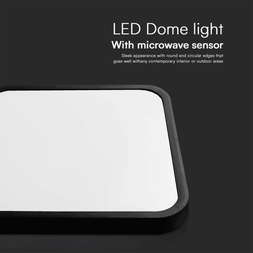 LED Vannas istabas griestu lampa ar sensoru LED/18W/230V 4000K IP44 melna + tālvadības pults