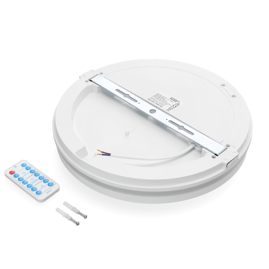 LED Vannas istabas griestu lampa ar sensoru LED/18W/230V 3000/4000/6500K IP65 d. 30 cm balta + tālvadības pults