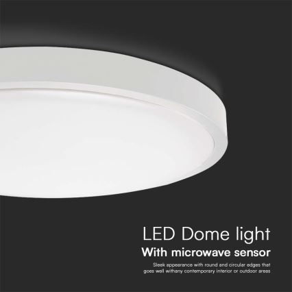 LED Vannas istabas griestu lampa ar sensoru SAMSUNG CHIP LED/18W/230V IP44 3000K d. 29 cm balta + tālvadības pults
