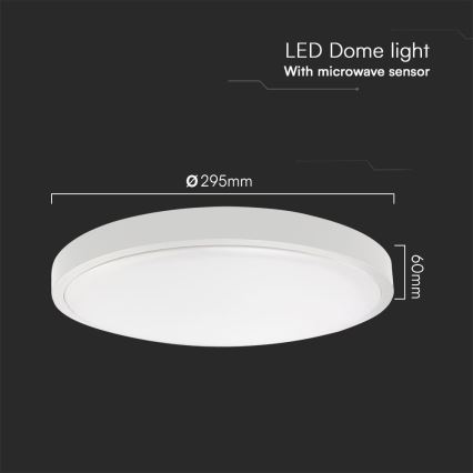 LED Vannas istabas griestu lampa ar sensoru SAMSUNG CHIP LED/18W/230V IP44 3000K d. 29 cm balta + tālvadības pults