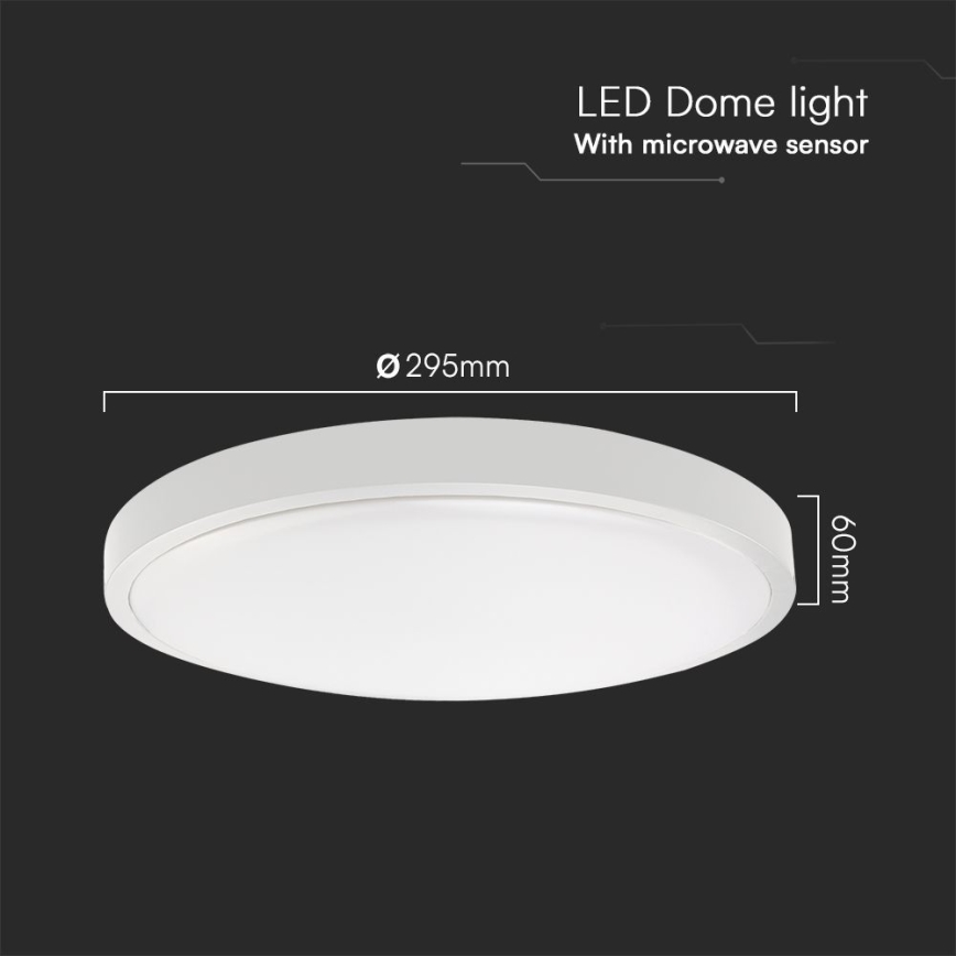 LED Vannas istabas griestu lampa ar sensoru SAMSUNG CHIP LED/18W/230V IP44 6500K d. 29 cm balta + tālvadības pults