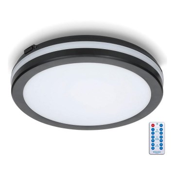 LED Vannas istabas griestu lampa ar sensoru LED/24W/230V 3000/4000/6500K IP65 d. 30 cm melna + tālvadības pults