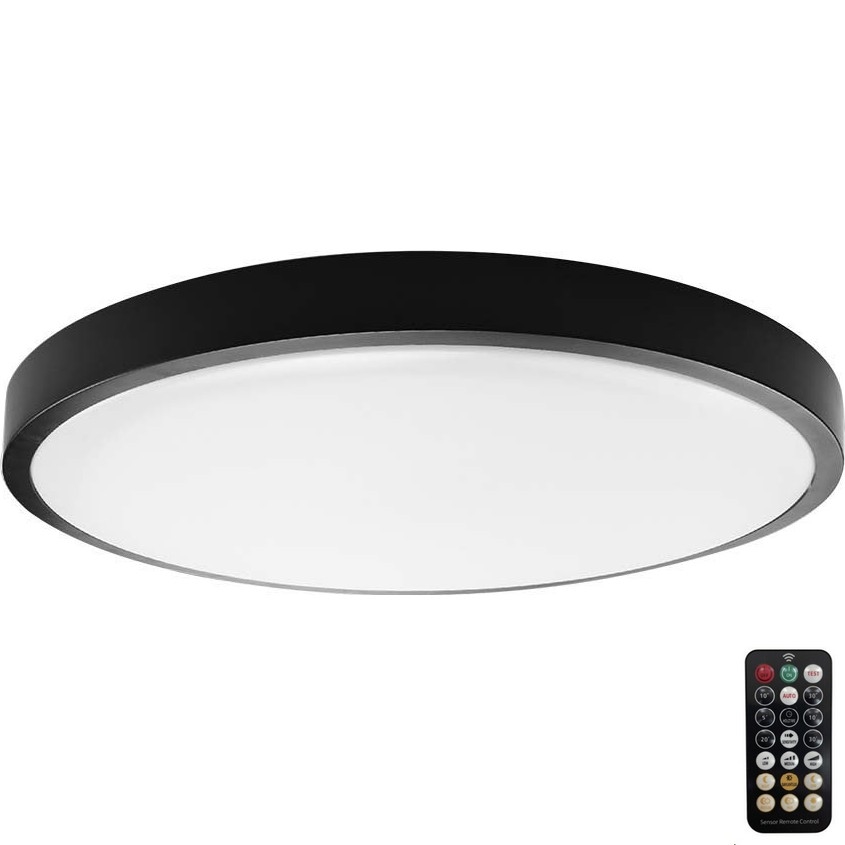 LED Vannas istabas griestu lampa ar sensoru LED/24W/230V 4000K IP44 melna + tālvadības pults