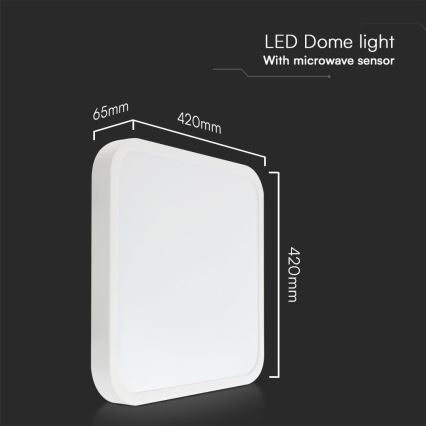 LED Vannas istabas griestu lampa ar sensoru SAMSUNG CHIP LED/36W/230V IP44 4000K 42x42 cm balta + tālvadības pults