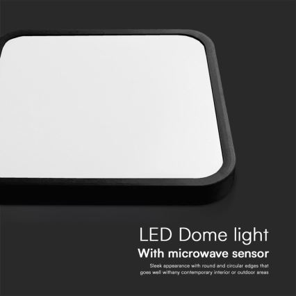 LED Vannas istabas griestu lampa ar sensoru SAMSUNG CHIP LED/36W/230V IP44 4000K 42x42 cm melna + tālvadības pults