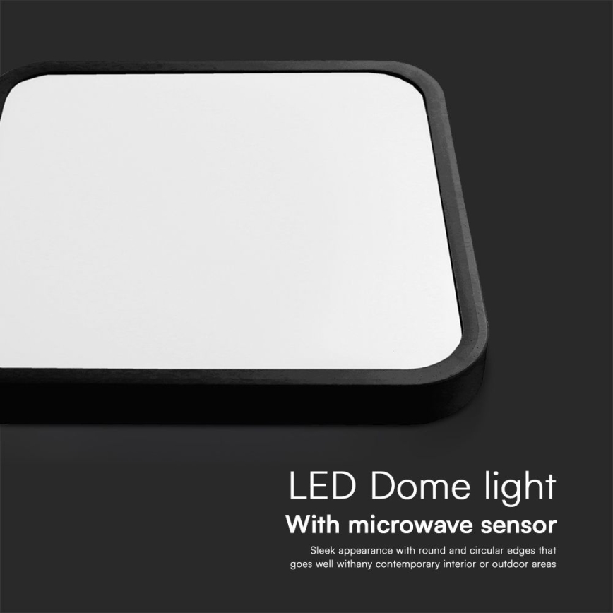 LED Vannas istabas griestu lampa ar sensoru SAMSUNG CHIP LED/36W/230V IP44 4000K 42x42 cm melna + tālvadības pults