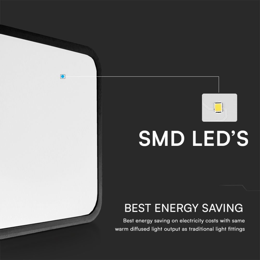 LED Vannas istabas griestu lampa ar sensoru SAMSUNG CHIP LED/36W/230V IP44 4000K 42x42 cm melna + tālvadības pults