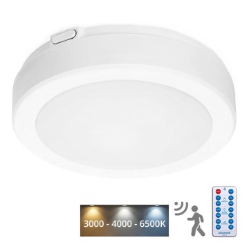 LED Vannas istabas griestu lampa ar sensoru NAIROS LED/12W/230V IP65 3000/4000/6500K d. 20 cm balta + tālvadības pults