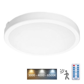 LED Vannas istabas griestu lampa ar sensoru NAIROS LED/36W/230V IP65 3000/4000/6500K d. 40 cm balta + tālvadības pults
