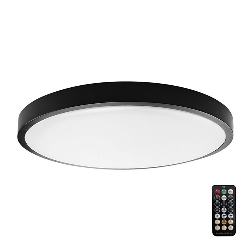 LED Vannas istabas griestu lampa ar sensoru SAMSUNG CHIP LED/36W/230V IP44 4000K d. 42 cm melna + tālvadības pults