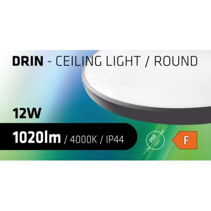 LED Vannas istabas griestu lampa CIRCLE LED/12W/230V 4000K d. 25 cm IP44 melna