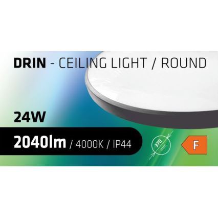 LED Vannas istabas griestu lampa CIRCLE LED/24W/230V 4000K d. 37 cm IP44 melna