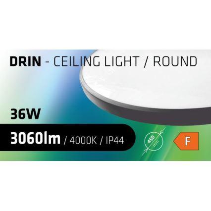 LED Vannas istabas griestu lampa CIRCLE LED/36W/230V 4000K d. 45 cm IP44 melna