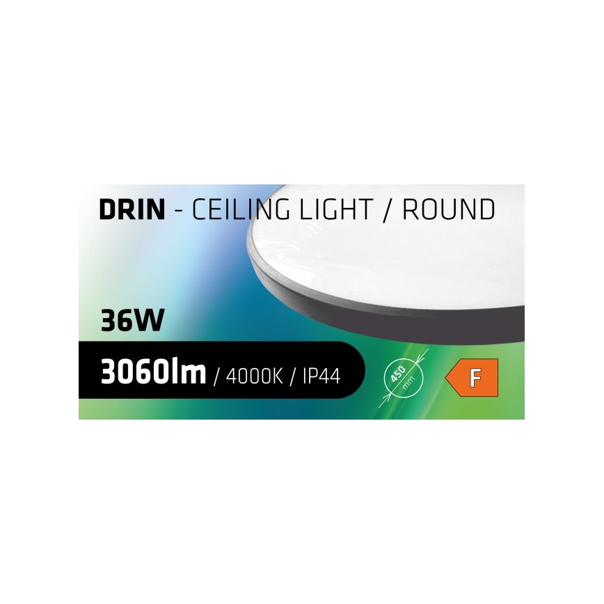 LED Vannas istabas griestu lampa CIRCLE LED/36W/230V 4000K d. 45 cm IP44 melna
