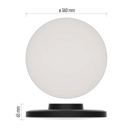 LED Vannas istabas griestu lampa LED/18W/230V 3000/4000/5700K IP55 melna