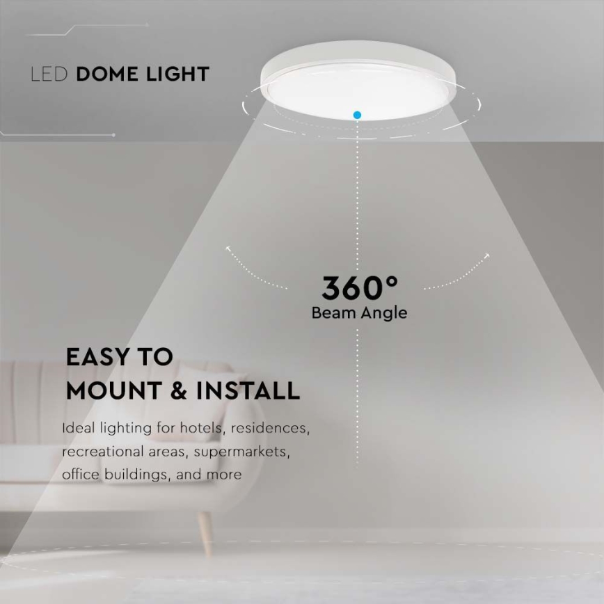 LED Vannas istabas griestu lampa LED/18W/230V 6500K IP44 d. 22,5 cm balta