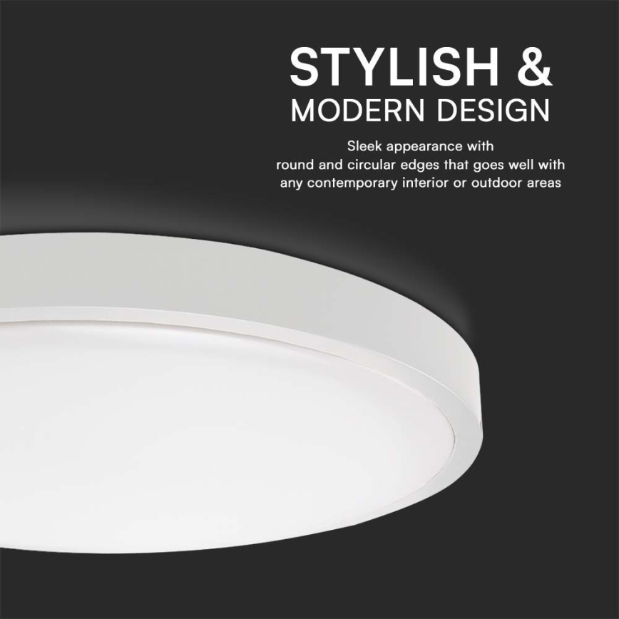 LED Vannas istabas griestu lampa SAMSUNG CHIP LED/24W/230V IP44 3000K d. 29 cm balta