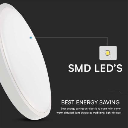 LED Vannas istabas griestu lampa SAMSUNG CHIP LED/24W/230V IP44 6500K d. 29 cm balta