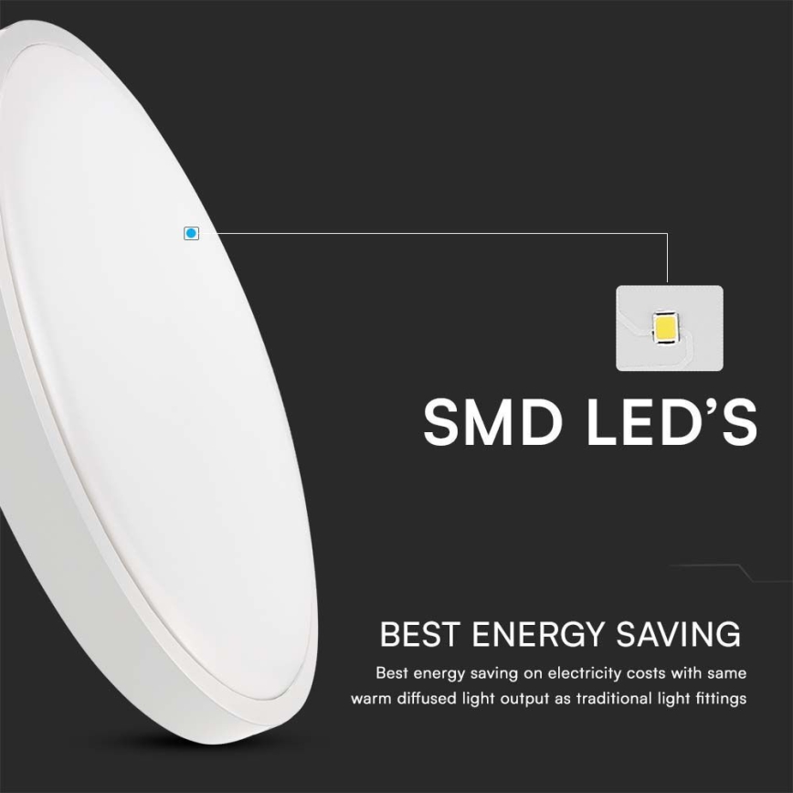 LED Vannas istabas griestu lampa SAMSUNG CHIP LED/24W/230V IP44 6500K d. 29 cm balta