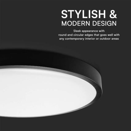 LED Vannas istabas griestu lampa SAMSUNG CHIP LED/24W/230V IP44 6500K d. 29 cm melna