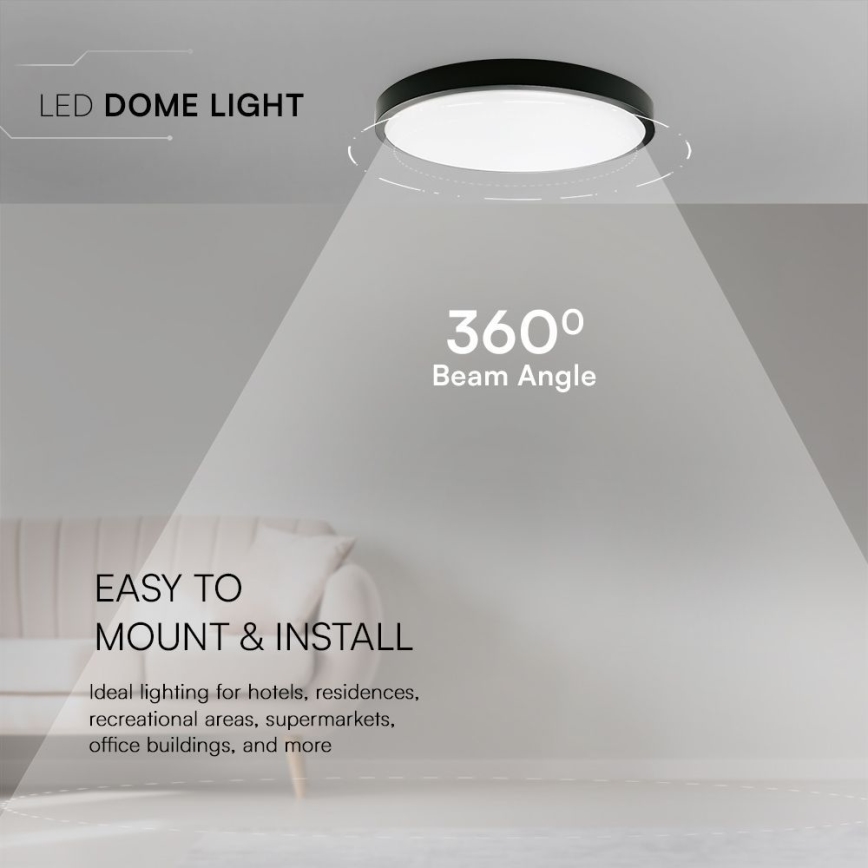 LED Vannas istabas griestu lampa SAMSUNG CHIP LED/24W/230V IP44 6500K d. 29 cm melna