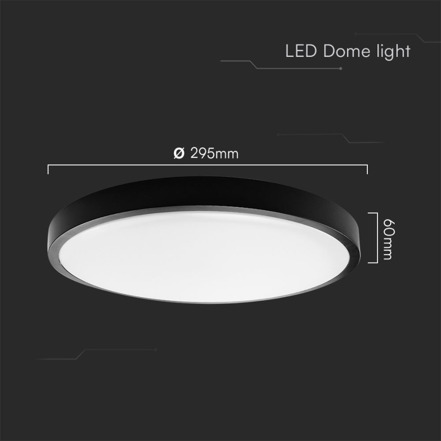 LED Vannas istabas griestu lampa SAMSUNG CHIP LED/24W/230V IP44 6500K d. 29 cm melna