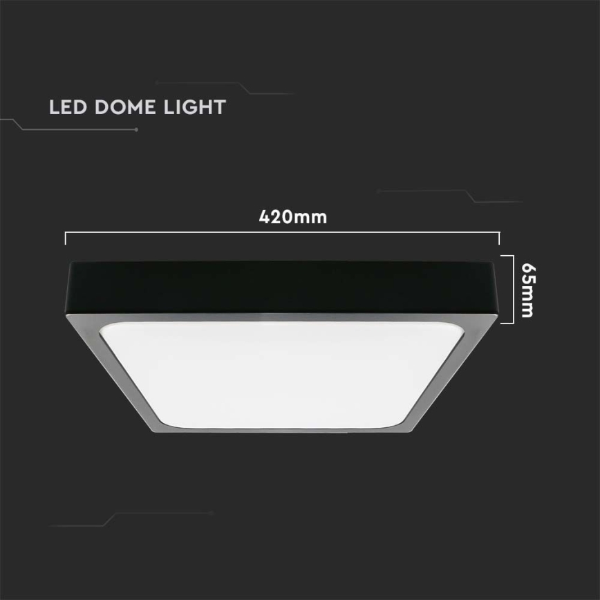 LED Vannas istabas griestu lampa LED/30W/230V 4000K IP44 42x42 cm melna