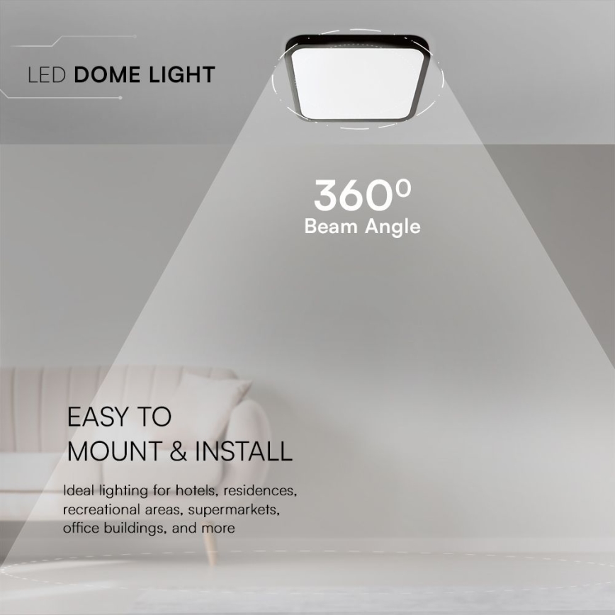 LED Vannas istabas griestu lampa SAMSUNG CHIP LED/48W/230V IP44 4000K 42x42 cm melna