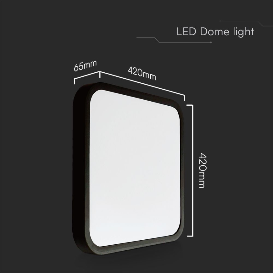 LED Vannas istabas griestu lampa SAMSUNG CHIP LED/48W/230V IP44 4000K 42x42 cm melna
