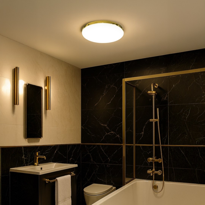 LED Vannas istabas griestu lampa MAYA LED/15W/230V d. 33 cm IP44 zelta
