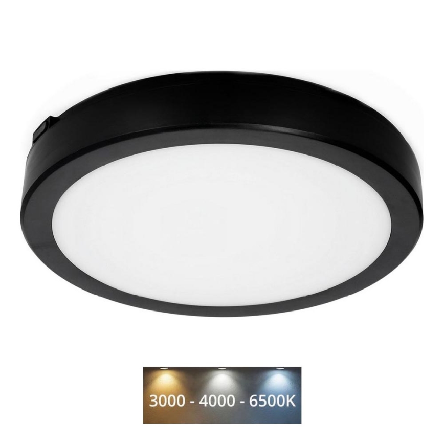 LED Vannas istabas griestu lampa NAIROS LED/18W/230V 3000/4000/6500K IP65 d. 30 cm melna