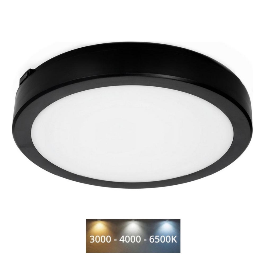 LED Vannas istabas griestu lampa NAIROS LED/24W/230V 3000/4000/6500K IP65 d. 30 cm melna