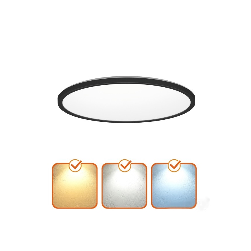 LED Vannas istabas griestu lampa NIVERA LED/12W/230V IP54 3000/4000/6000K d. 22,5 cm melna