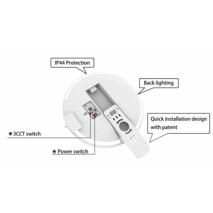 LED Aptumšojama vannas istabas griestu lampa SLIDE LED/6/12/18/24W/230V 2900/4000/6200K IP44 balta