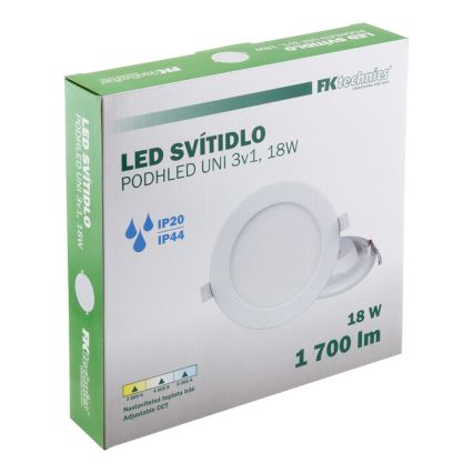 LED Vannas istabas iegremdēts gaismeklis LED/18W/230V 3000/4000/6000K IP44