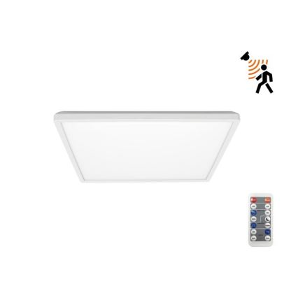 LED Vannas istabas lampa ar kustības un krēslas sensoru NIVERA LED/12W/230V IP54 3000/4000/6000K 22,5x22,5 cm balta + tālvadības pults