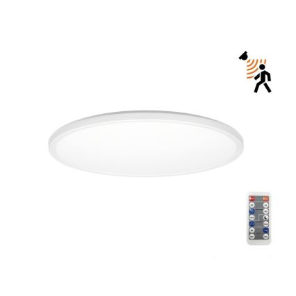 LED Vannas istabas lampa ar kustības un krēslas sensoru NIVERA LED/12W/230V IP54 3000/4000/6000K d. 22,5 cm balta + tālvadības pults