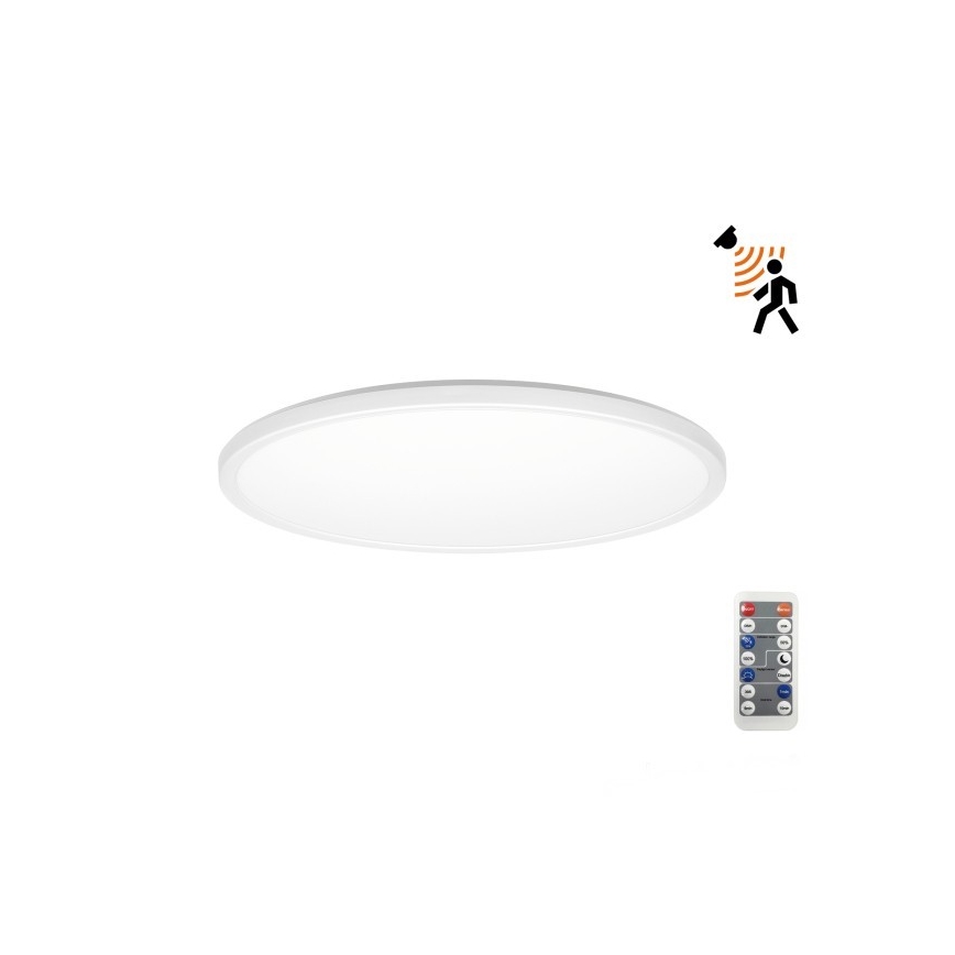LED Vannas istabas lampa ar kustības un krēslas sensoru NIVERA LED/12W/230V IP54 3000/4000/6000K d. 22,5 cm balta + tālvadības pults