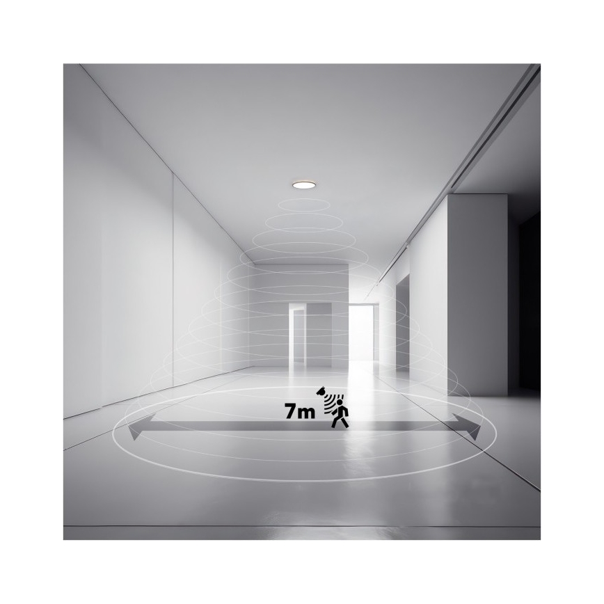 LED Vannas istabas lampa ar kustības un krēslas sensoru NIVERA LED/12W/230V IP54 3000/4000/6000K d. 22,5 cm melna + tālvadības pults