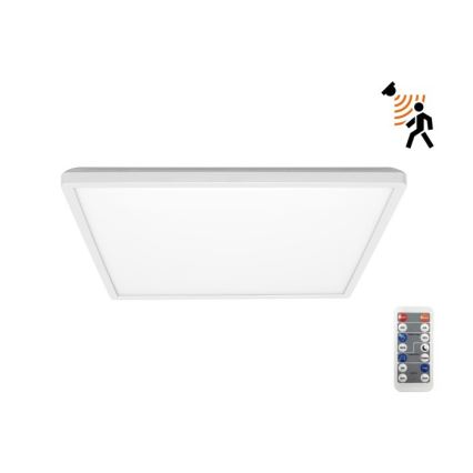 LED Vannas istabas lampa ar kustības un krēslas sensoru NIVERA LED/24W/230V IP54 3000/4000/6000K 30x30 cm balta + tālvadības pults