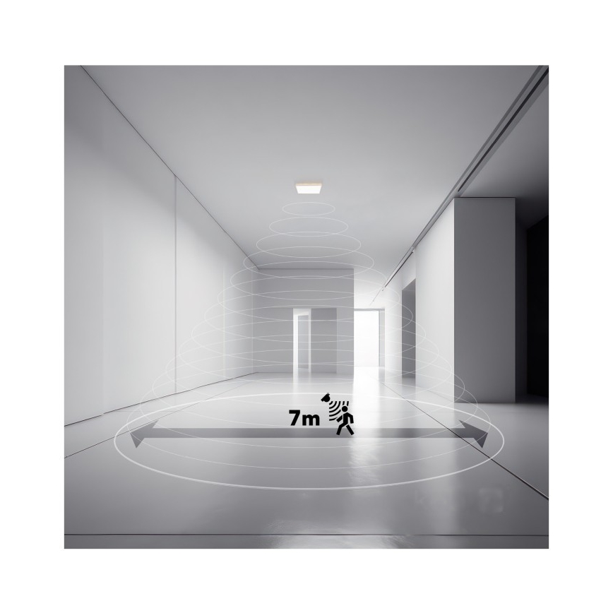LED Vannas istabas lampa ar kustības un krēslas sensoru NIVERA LED/24W/230V IP54 3000/4000/6000K 30x30 cm melna + tālvadības pults
