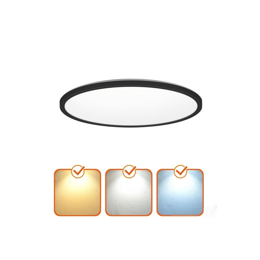 LED Vannas istabas lampa ar kustības un krēslas sensoru NIVERA LED/24W/230V IP54 3000/4000/6000K d. 30 cm melna + tālvadības pults