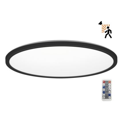 LED Vannas istabas lampa ar kustības un krēslas sensoru NIVERA LED/32W/230V IP54 3000/4000/6000K d. 42 cm melna + tālvadības pults