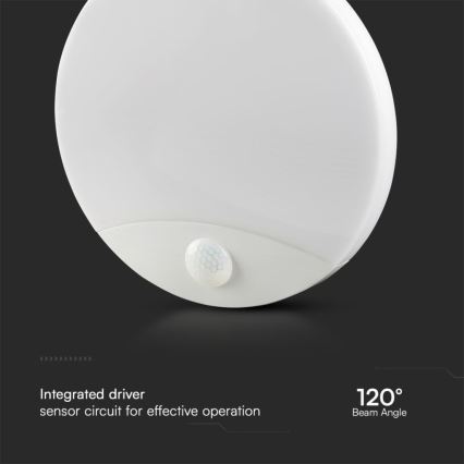 LED Vannas istabas sienas lampa ar sensoru SAMSUNG CHIP LED/15W/230V 3000/4000/6000K IP44 balta