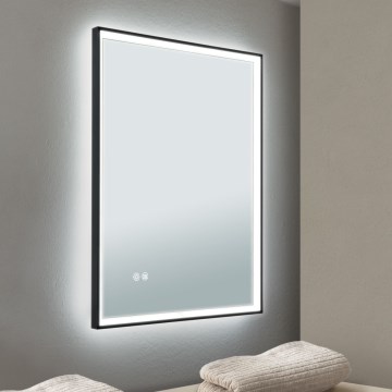 LED vannas istabas sienas spogulis ar apgaismojumu un apsildes funkciju FRAME LED/48W/230V 3000/4000/6000K 60x45 cm IP44