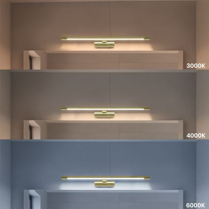 KLIMT LED spoguļa apgaismojums vannas istabai, 12W/230V, 3000/4000/6000K, 60 cm, IP44, zelta