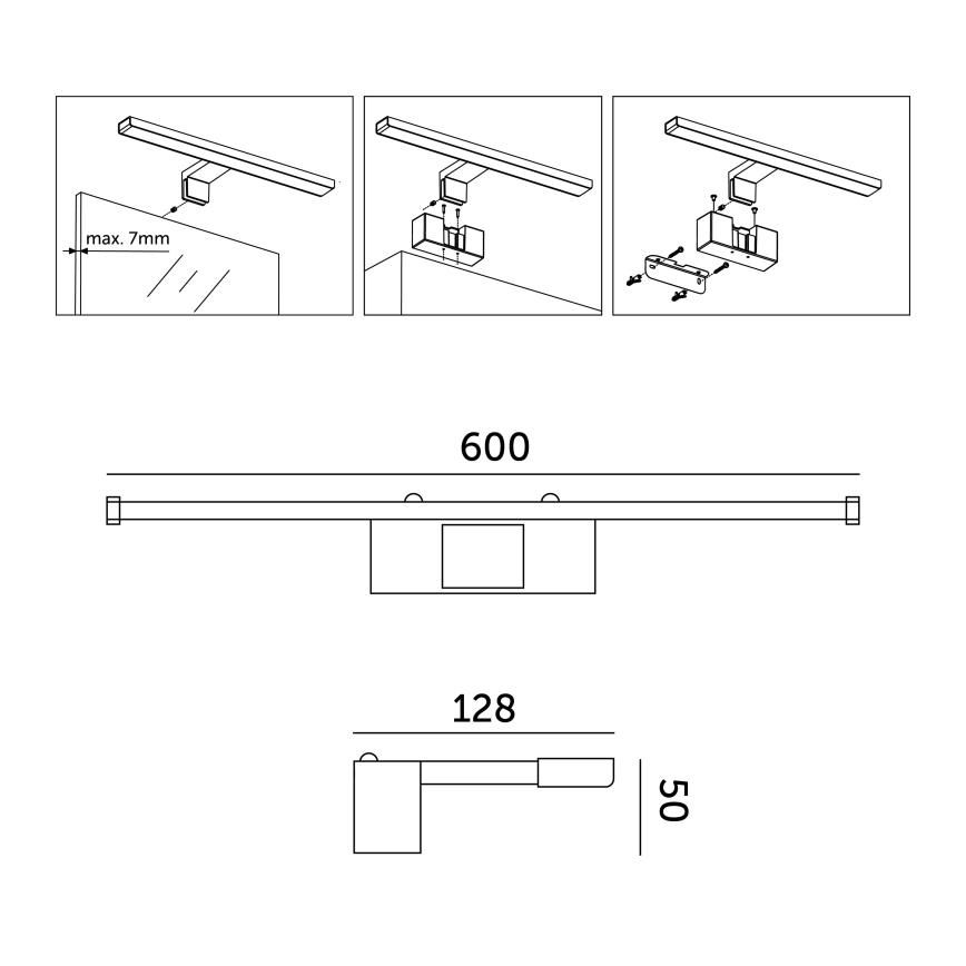 LED Vannas istabas spoguļa apgaismojums LED/12W/230V 4000K IP44 60 cm