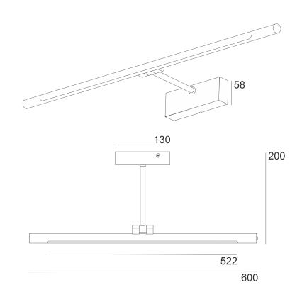 LED vannas istabas spoguļa apgaismojums MIRROR LED/8W/230V 4000K IP44 60 cm melns